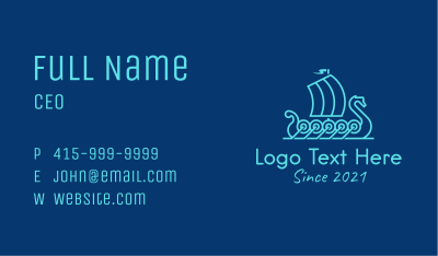 Outline Viking Boat  Business Card Image Preview