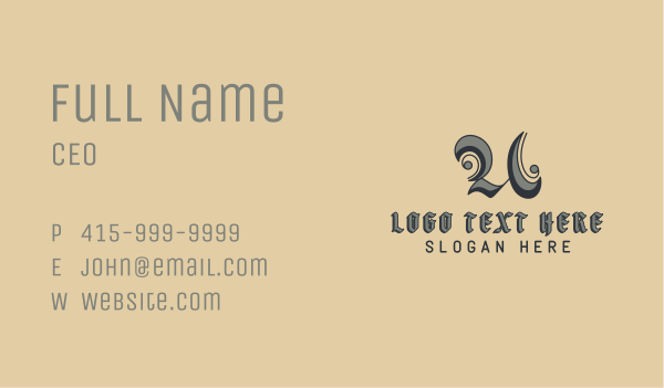 Tattoo Studio Letter U Business Card Design Image Preview