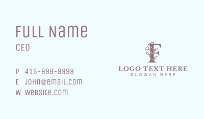 Floral Nature Garden Letter F Business Card Image Preview