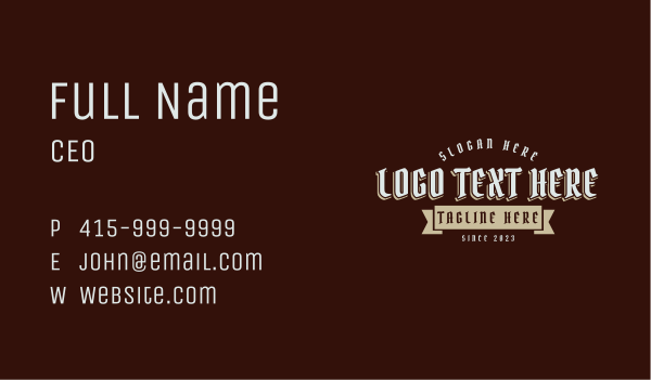 Gothic Whiskey Wordmark Business Card Design Image Preview