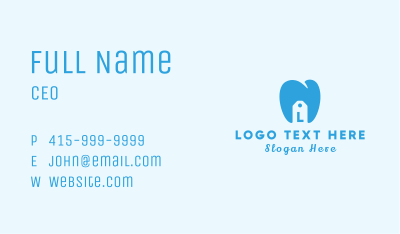 Blue Dental Tag Lettermark Business Card Image Preview