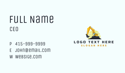 Excavator Backhoe Quarry Business Card Image Preview