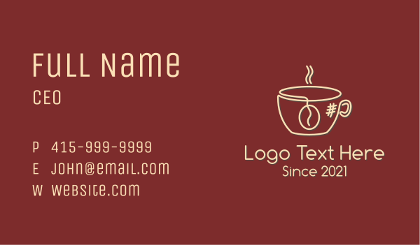 Coffee Cup Monoline Business Card Design Image Preview
