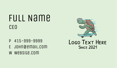 Fast Turtle Skateboard Business Card