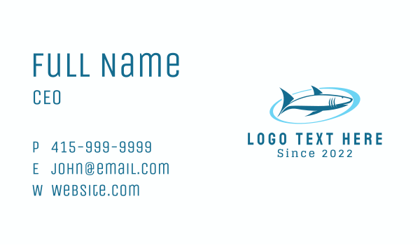 Aquatic Shark Surfing  Business Card Design