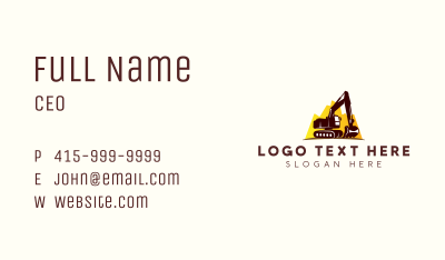 Excavator Digger Heavy Equipment Business Card Image Preview