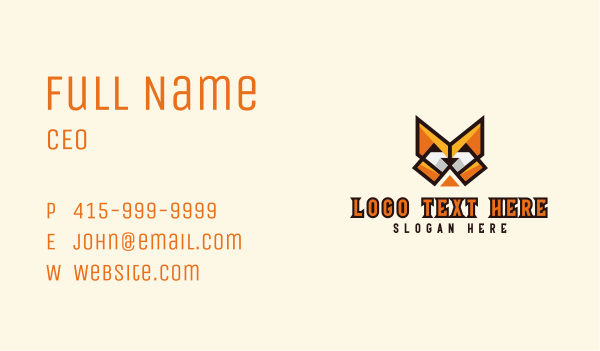 Geometric Fox Mascot  Business Card Design Image Preview