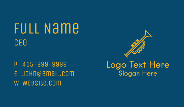 Gold Monoline Trumpet Business Card Design Image Preview