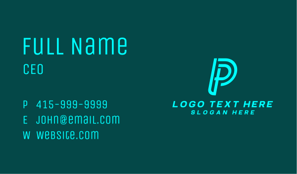 Cyber Tech Letter P Business Card Design Image Preview