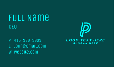 Cyber Tech Letter P Business Card Image Preview