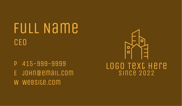 Golden Urban Building Realtor  Business Card Design Image Preview