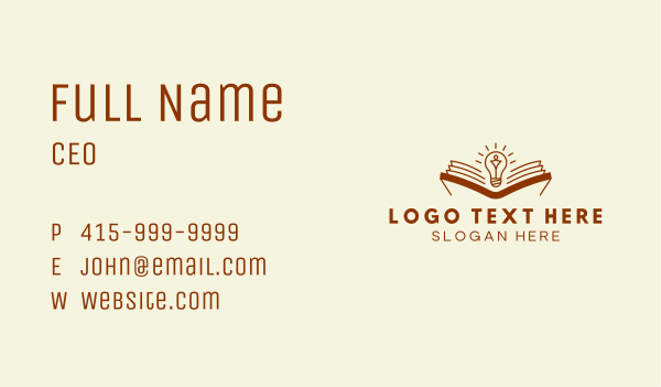 Bulb Book Reading Business Card Design Image Preview