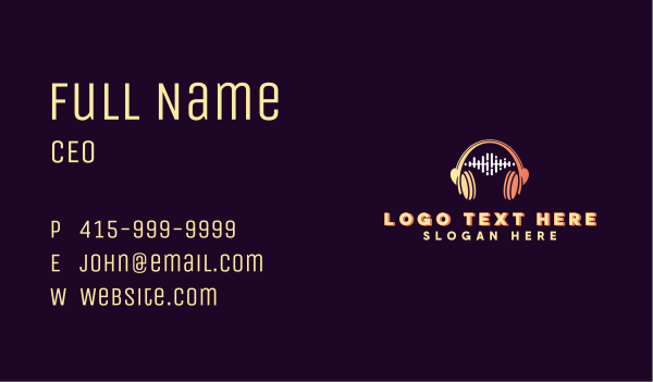 Soundwave DJ Headset Business Card Design Image Preview