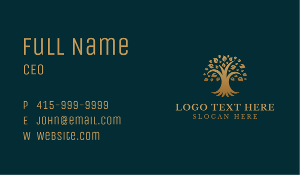 Golden Tree Plant Business Card Design Image Preview