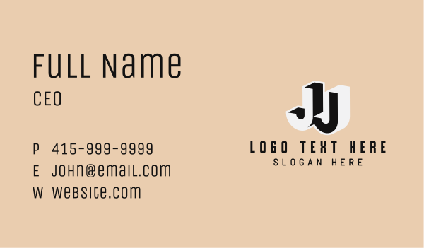 J & J Monogram Business Card Design Image Preview