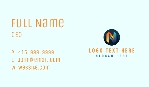 Geometric Startup Letter N Business Card Design Image Preview