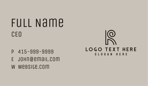 Black Curly Letter R Business Card Design Image Preview