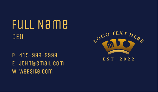 Royal Utensil Crown Business Card Design Image Preview