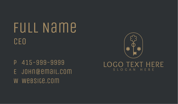 Golden Floral Key Business Card Design Image Preview