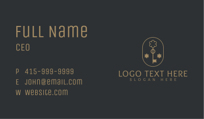 Golden Floral Key Business Card Image Preview