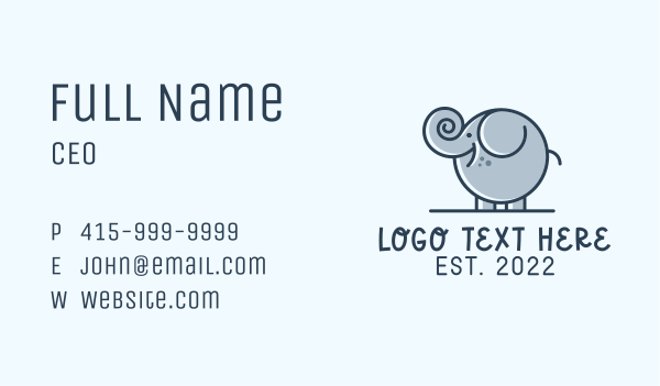 Cute Round Elephant Business Card Design Image Preview