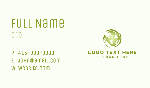 Globe Hands Foundation Business Card Design Image Preview