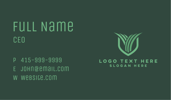 Green Grass Shield Business Card Design Image Preview