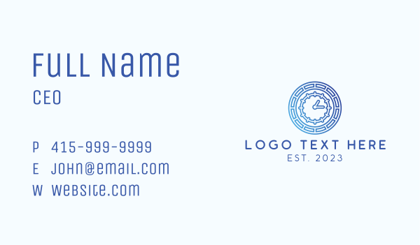 Blue Clock Emblem  Business Card Design Image Preview