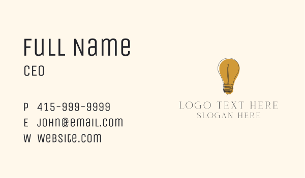 Electrical Incandescent Bulb Business Card Design