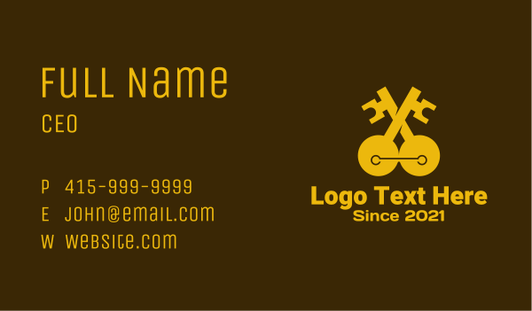 Golden Double Key Business Card Design Image Preview