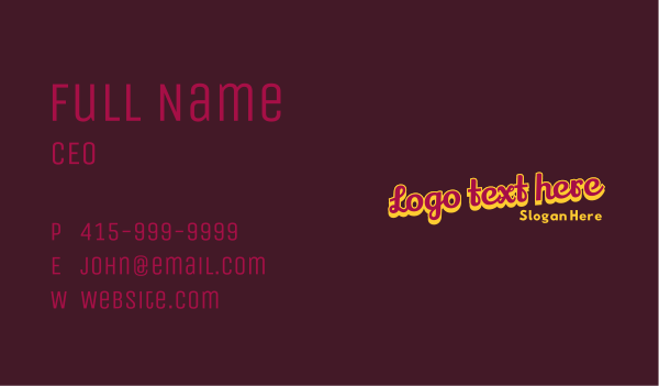 Funky Retro Handwritten Wordmark  Business Card Design Image Preview