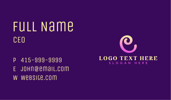 Gradient Cute Swirl Business Card Design Image Preview
