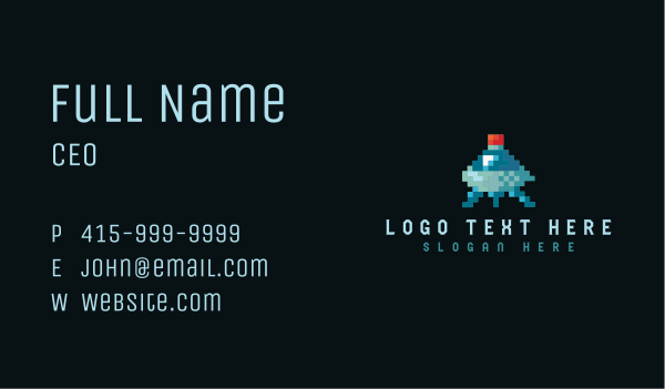 Pixelated Flying Ship Business Card Design Image Preview