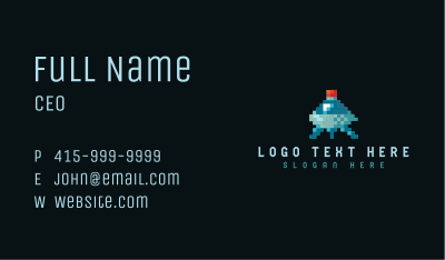 Pixelated Flying Ship Business Card Image Preview