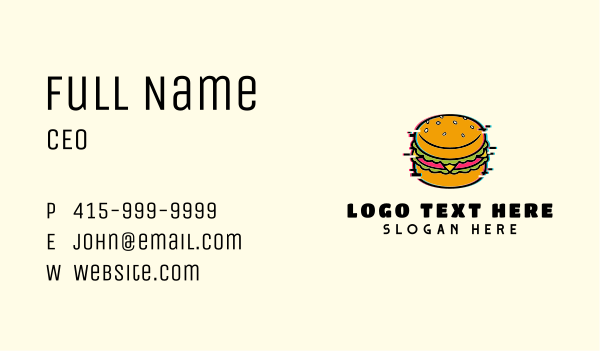 Hamburger Diner Glitch Business Card Design Image Preview