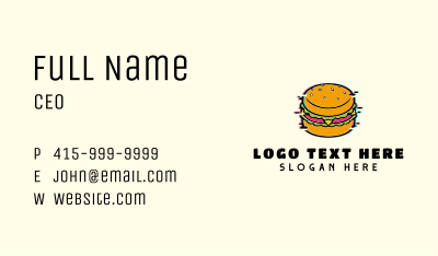 Hamburger Diner Glitch Business Card Image Preview
