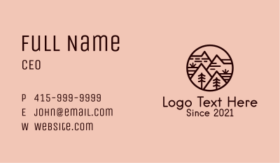 Brown Mountain Camp  Business Card