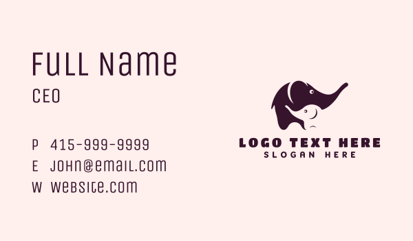 Elephant & Calf Animal Business Card Design Image Preview