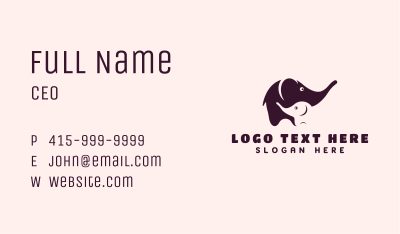 Elephant & Calf Animal Business Card Image Preview