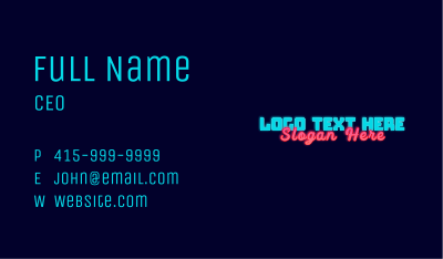 Neon Lights Glow Wordmark Business Card Image Preview
