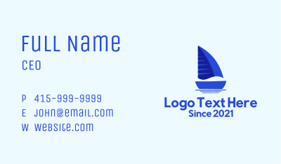 Sailing Blue Boat Business Card Image Preview