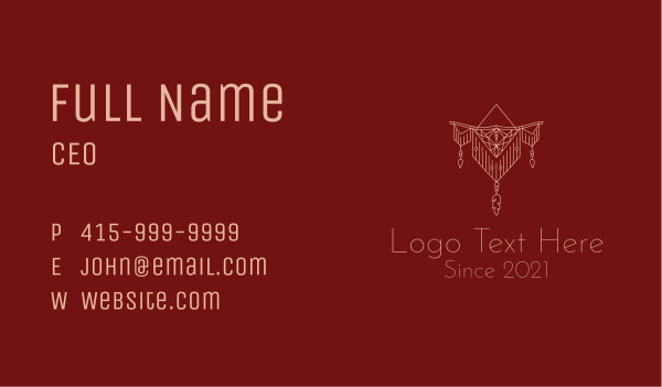 Boho Macrame Tapestry Business Card Design Image Preview