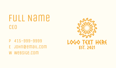 Yellow Ethnic Sun Business Card Image Preview
