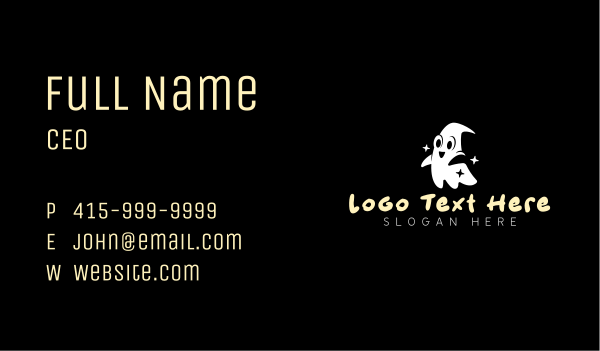 Ghost Happy Spooky  Business Card Design Image Preview