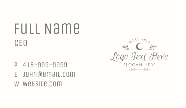 Whimsical Moon Leaf Wordmark Business Card Design Image Preview