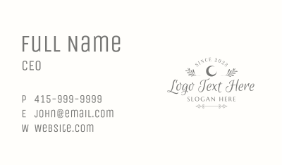 Whimsical Moon Leaf Wordmark Business Card Image Preview