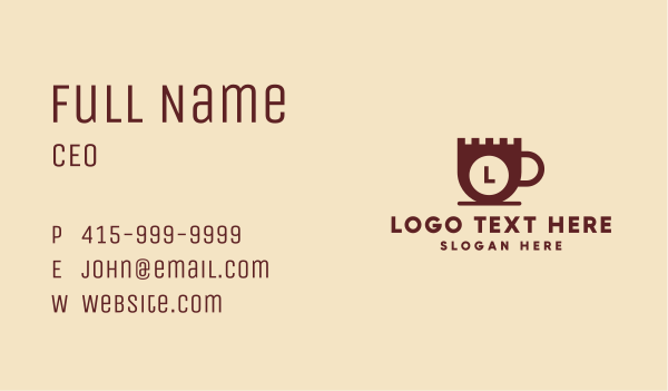 Castle Coffee Cup Lettermark Business Card Design Image Preview