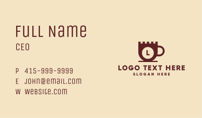 Castle Coffee Cup Lettermark Business Card Image Preview