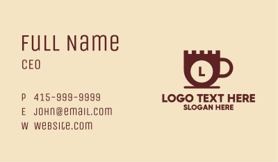 Castle Coffee Cup Lettermark Business Card Image Preview