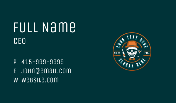 Skull Liquor Bar Business Card Design Image Preview